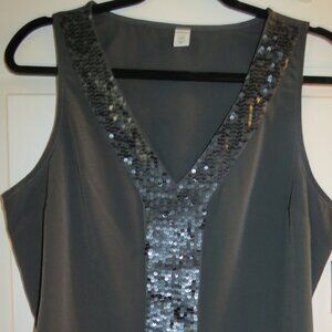 NWT Old Navy Womens Blouse Sleeveless Tank Dark Grey Sequin Top Size Large L